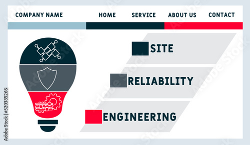 SRE - Site Reliability Engineering acronym. business concept background. vector illustration concept with keywords and icons. lettering illustration with icons for web banner, flyer, landing pag