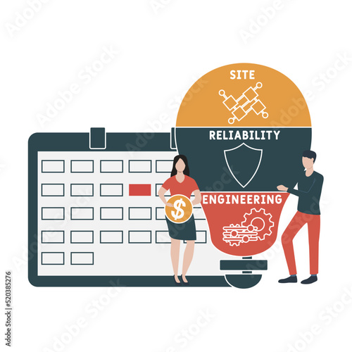 SRE - Site Reliability Engineering acronym. business concept background. vector illustration concept with keywords and icons. lettering illustration with icons for web banner, flyer, landing pag