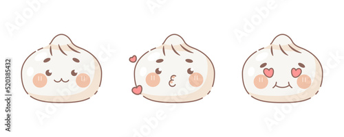 Cute food face emoji set. Modern design emoticons face icons collection. Set of vector heads with feeling and expressions. Love, kiss and flirting faces.	