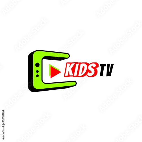 Kids tv channel logo vector icon illustration