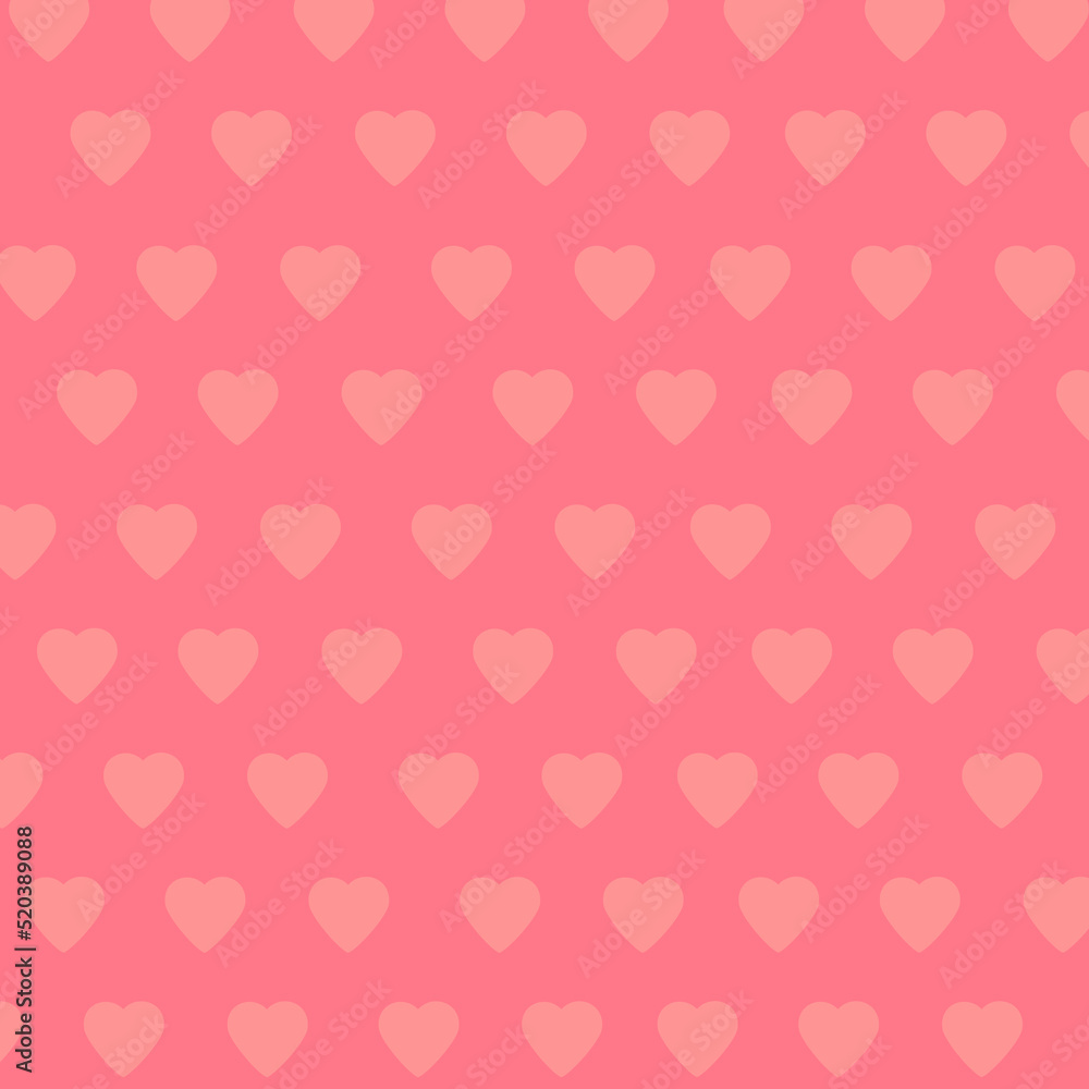 Multiple hearts stacked on a pink background.