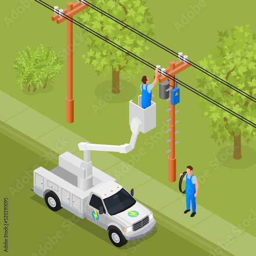 Electrical Works Isometric Background