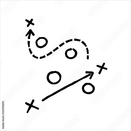 Sports tactics and strategy. Scheme of movement of team player
