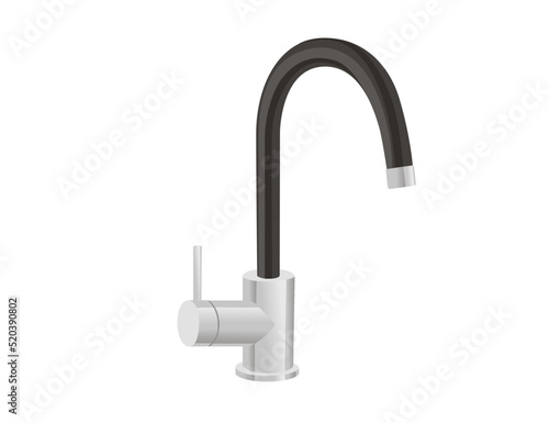 Stainless steel water tap faucet for bathroom in kitchen modern design vector illustration isolated on white background