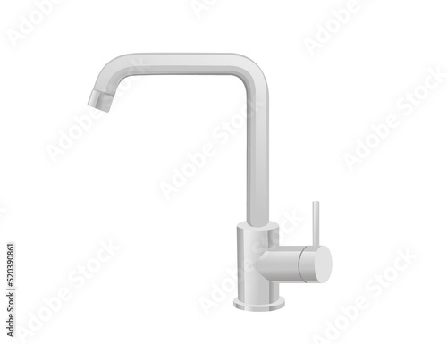 Stainless steel water tap faucet for bathroom in kitchen modern design vector illustration isolated on white background