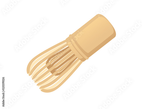 Wooden matcha whisk tool tradition equipment vector illustration isolated on white background