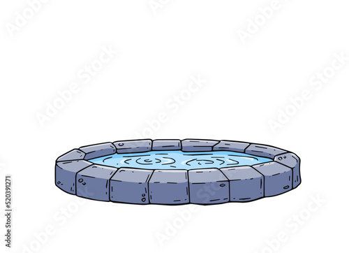 Stone pond. City landmark and decoration. Water tank and small lake.