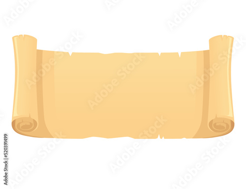 Papyrus ancient or medieval scroll with damage vector illustration isolated on white background