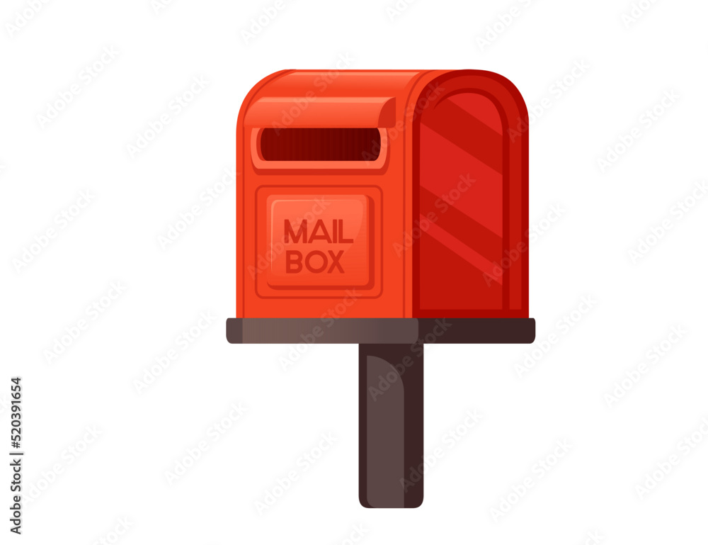 Red classic mailbox on stand vector illustration isolated on white background Red classic mailbox on stand vector illustration isolated on white background