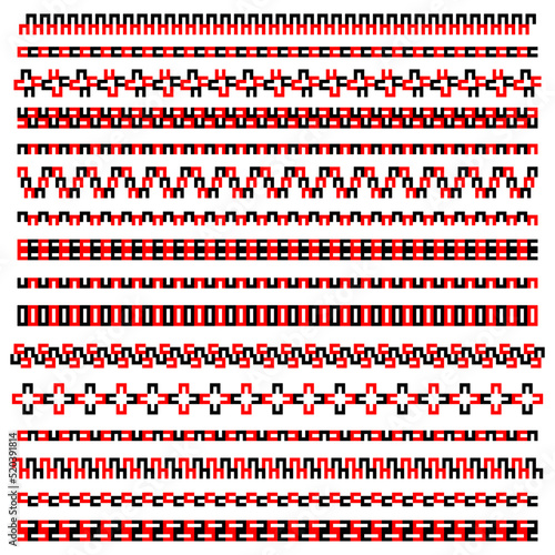 Traditional Ukrainian knitted embroidery art, ethnic border ornament vyshyvanka