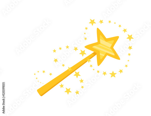 Magic wand with stars vector illustration isolated on white background