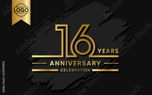 16 year anniversary celebration design template. vector template illustration