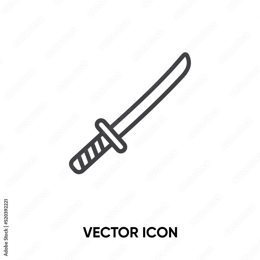 Katana vector icon. Modern, simple flat vector illustration for website or mobile app.Knife or weapon symbol, logo illustration. Pixel perfect vector graphics Katana vector icon. Modern, simple flat vector illustration for website or mobile app.Knife or weapon symbol, logo illustration. Pixel perfect vector graphics