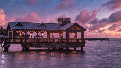 Pier at the beach on sunrise in Key West  Florida USA. Travel concept.