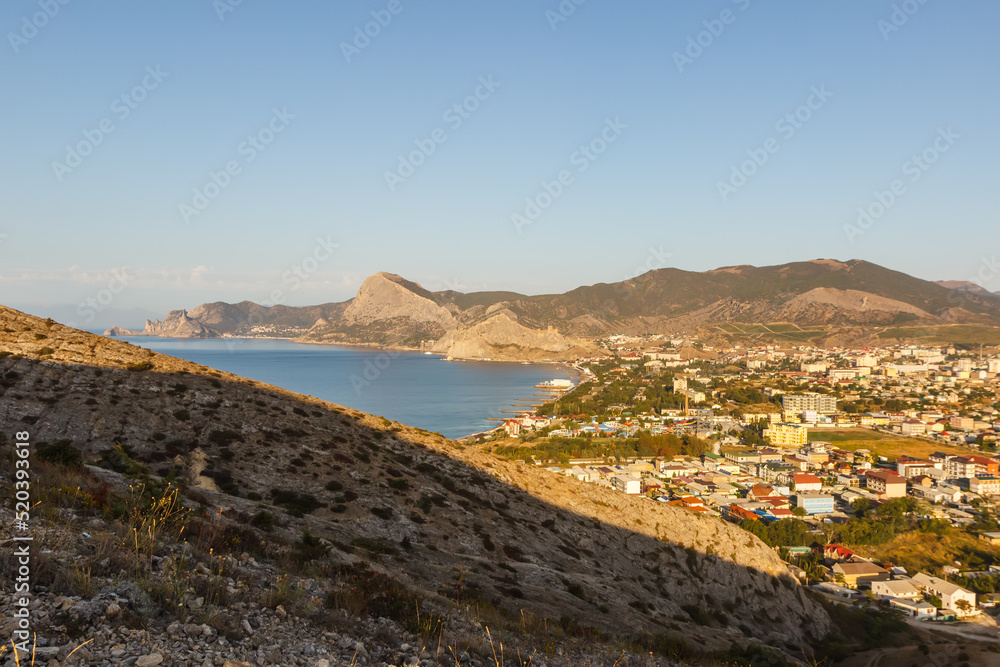 top view of the city of sudak and the coast