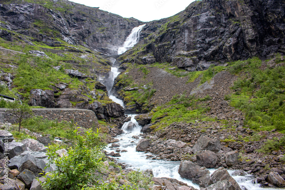 Stigfossen water fall at Trollstigen near Åndalsnes in Hellesylt Møre og Romsdal in Norway (Norwegen, Norge or Noreg) Stigfossen water fall at Trollstigen near Åndalsnes in Hellesylt Møre og Romsdal in Norway (Norwegen, Norge or Noreg)