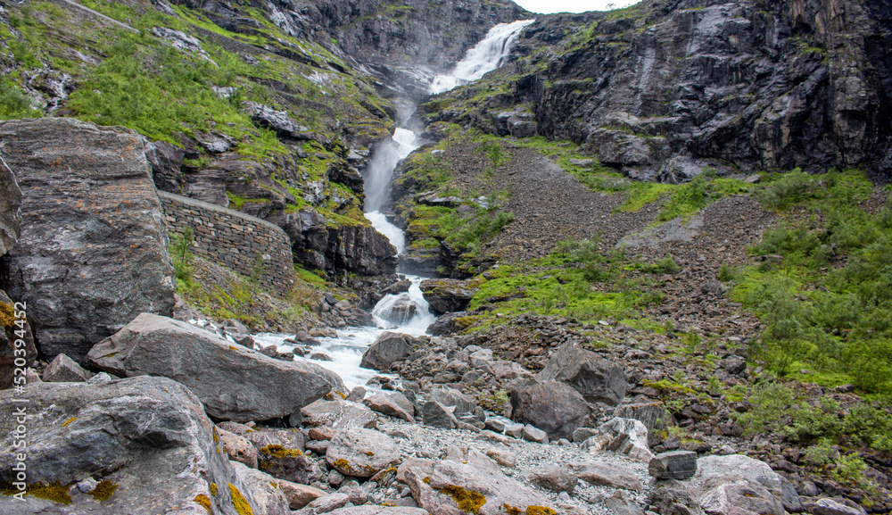 Stigfossen water fall at Trollstigen near Åndalsnes in Hellesylt Møre og Romsdal in Norway (Norwegen, Norge or Noreg) Stigfossen water fall at Trollstigen near Åndalsnes in Hellesylt Møre og Romsdal in Norway (Norwegen, Norge or Noreg)