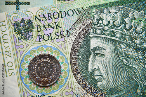 polski banknot,100 PLN, riel kambodżański, Polish banknote, 100 PLN, Cambodian riel
