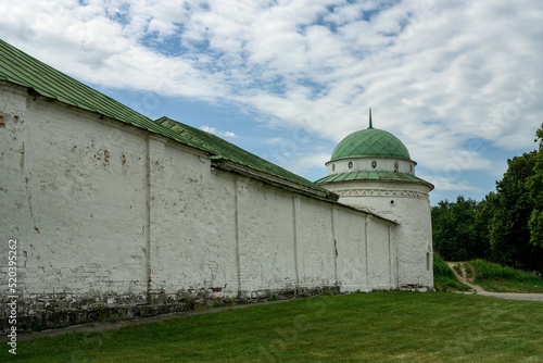 Fortress wall and corner tower of the medieval Ryazan Kremlin photo