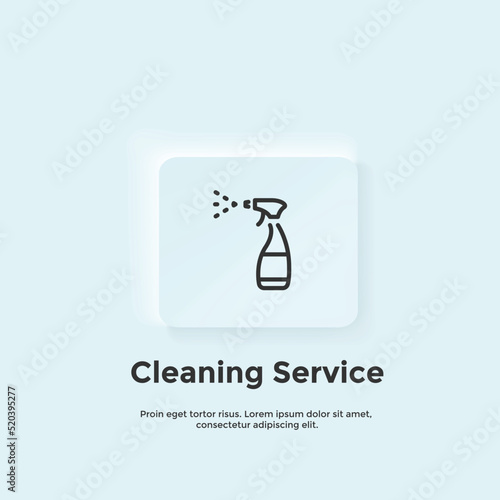 Cleaning Service line icon, Neumorphic style button. Vector UI icon Design.  Neumorphism.  Vector line icon for Business and Advertising