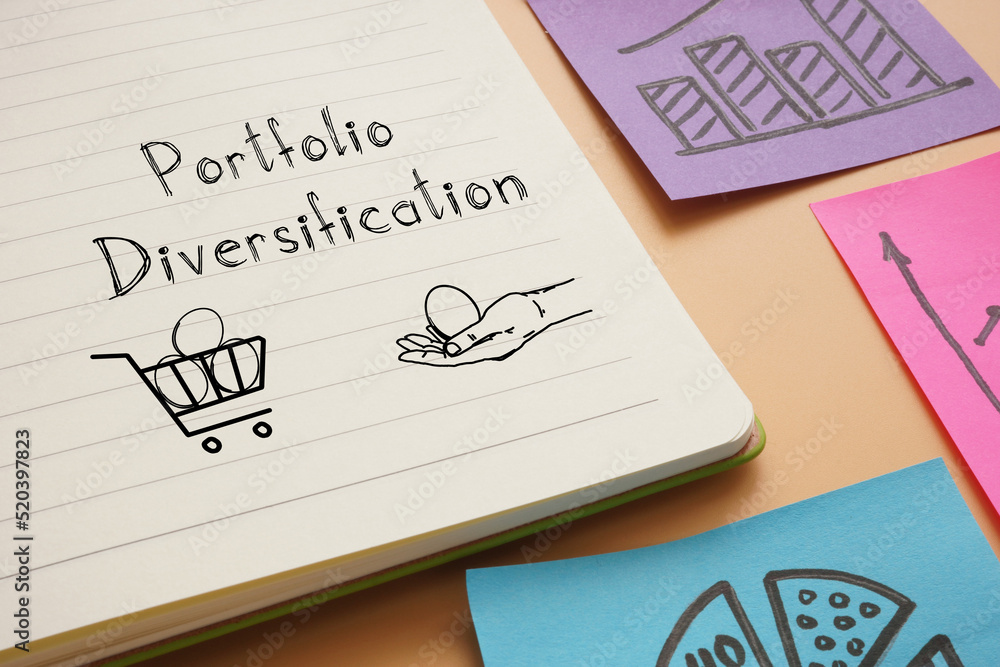 Portfolio diversification is shown using the text Portfolio diversification is shown using the text