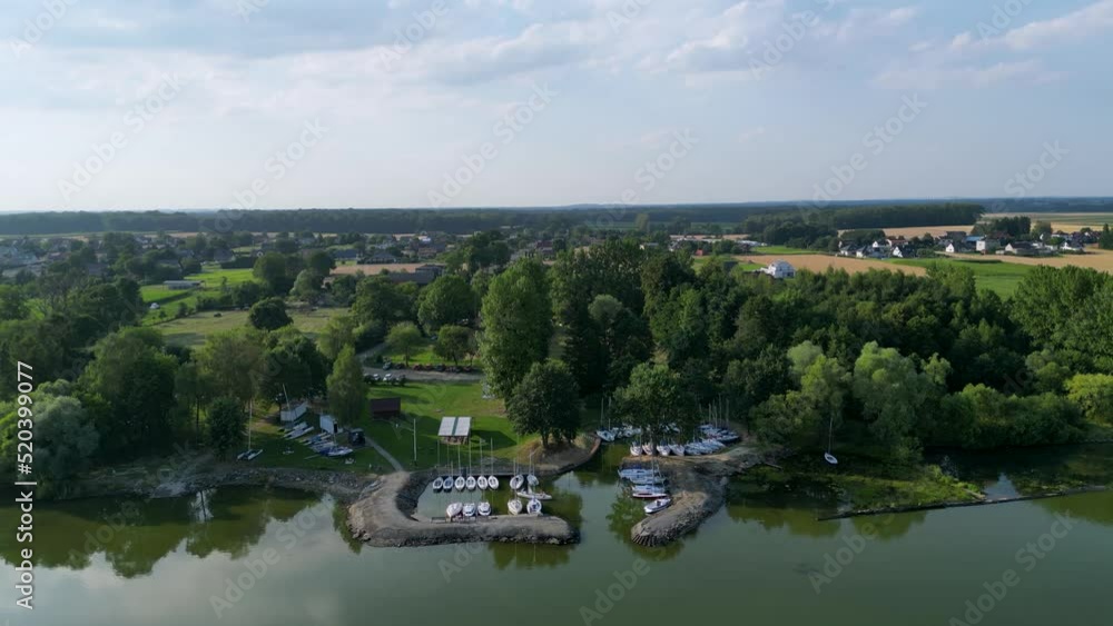 Air aerial view of yacht port located in goczalkowickie lake(goczałkowickie jeziorozbiornik) artificial water reservoir in the Silesian Voivodeship of Poland Air aerial view of yacht port located in goczalkowickie lake(goczałkowickie jeziorozbiornik) artificial water reservoir in the Silesian Voivodeship of Poland