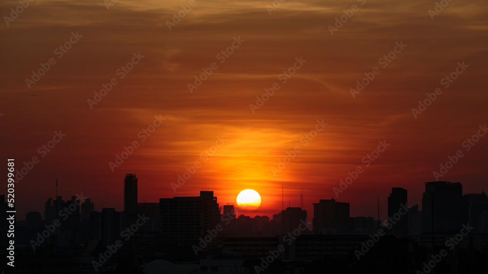 Sunrise over a city of Bangkok