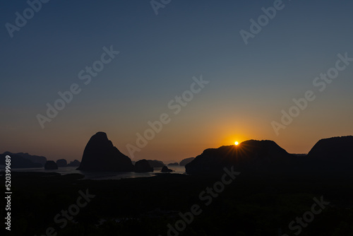 Samet Nangshe viewpoint during the sunrise  popular destination for tourist in Phang nga  southern of Thailand