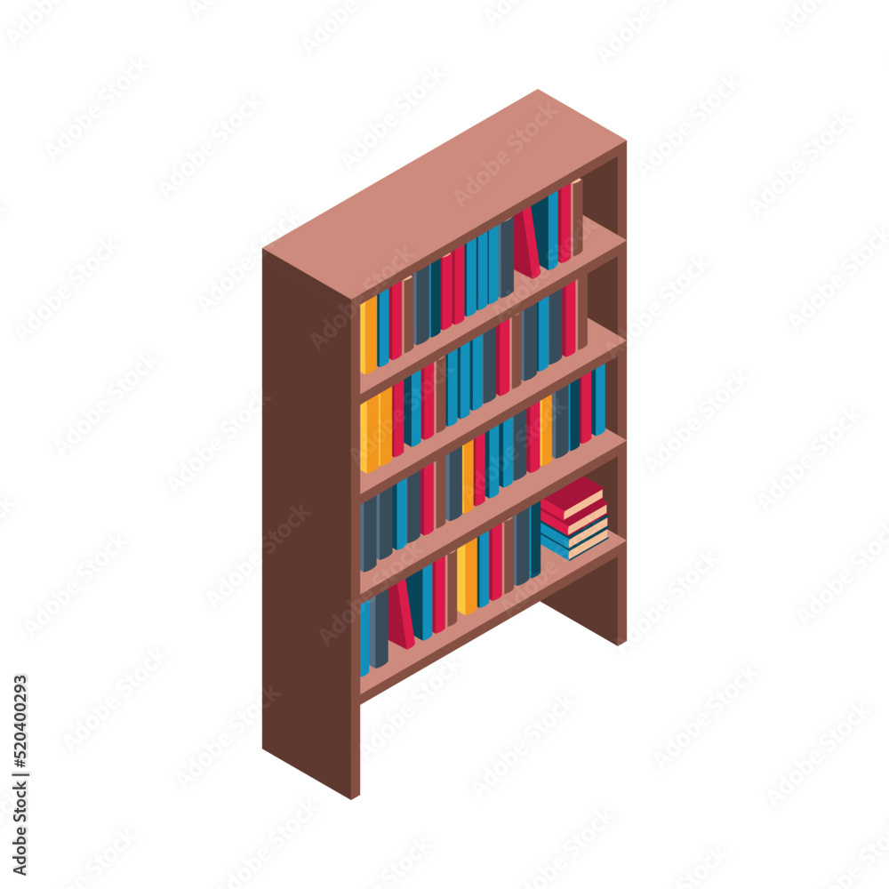 Isometric Book Cabinet Composition Isometric Book Cabinet Composition