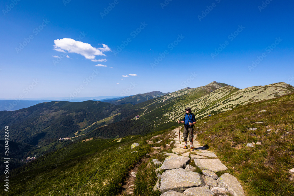 Senior man trekking in Low Tatras Slovakia