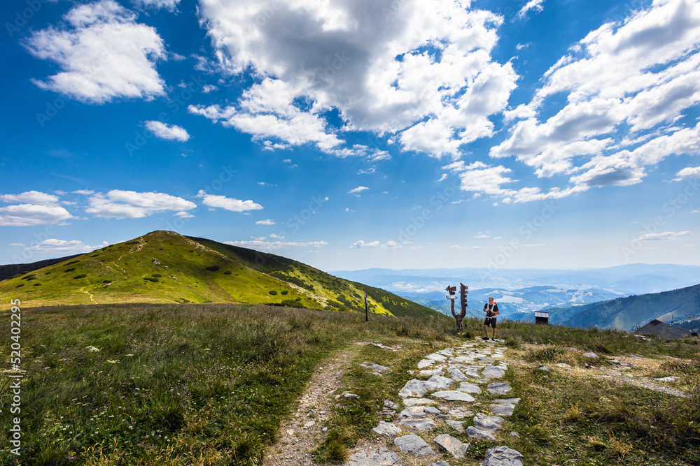 Handsome man trekking in Low Tatras Slovakia