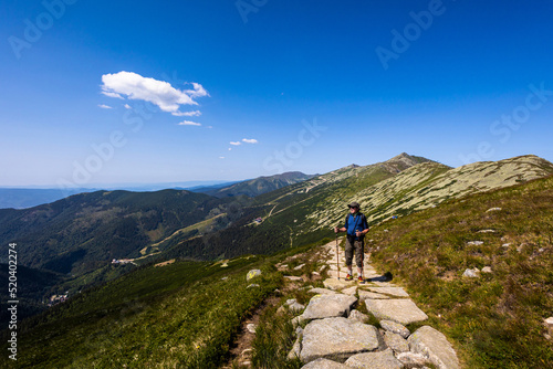 Senior man trekking in Low Tatras Slovakia