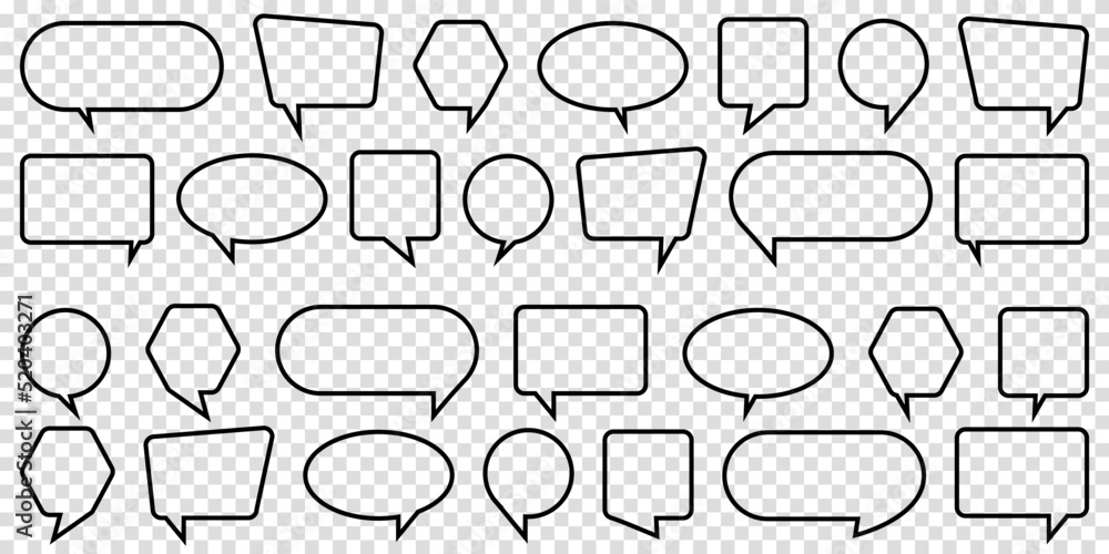 Obraz premium Big set of outline speech bubble. Communication concept. Vector illustration. Design elements for web site or mobile app.