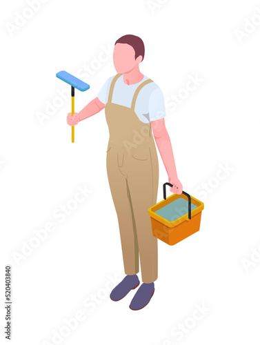 Cleaning Isometric Worker Composition