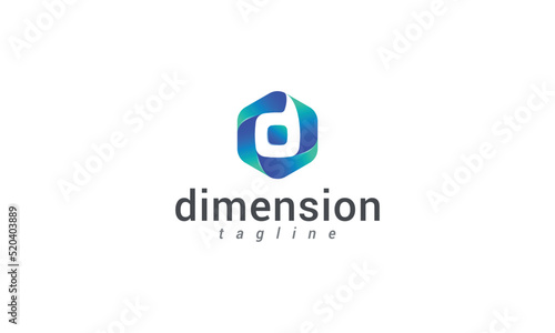 Letter d creative 3d technological blue gradient colour logo