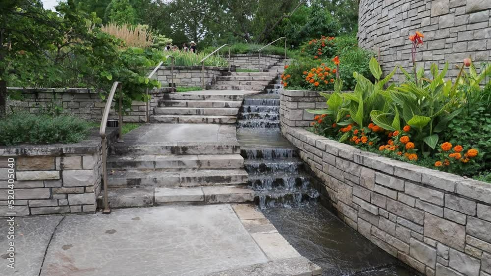 Calm Relaxing Waterfall Going Down Set of Stairs Calm Relaxing Waterfall Going Down Set of Stairs