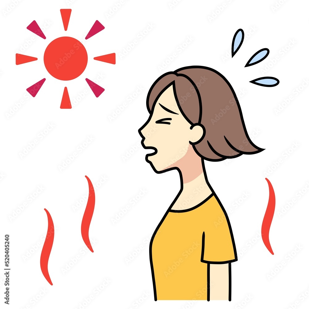 A young woman suffering from summer heat A young woman suffering from summer heat