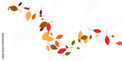 Leaves. Yellow, red, green, orange, brown colors. Scattered autumn leaves. Unusual abstract texture. Vector eps 10.