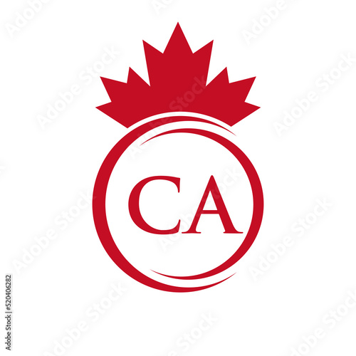 Letter CA Maple Leaf Logo Template Symbol Canadian Business, Company Logo Concept Vector Template