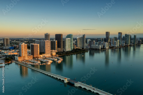 Aerial view on the Miami skyline with Venetian bridge