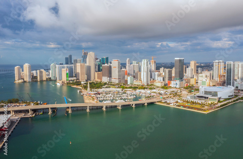 Aeria view on Miami at sunrise