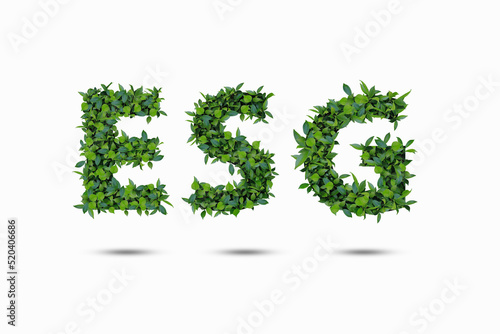 Environmental Social Governance Double exposure isolated on white background Nature concepts clipping path.