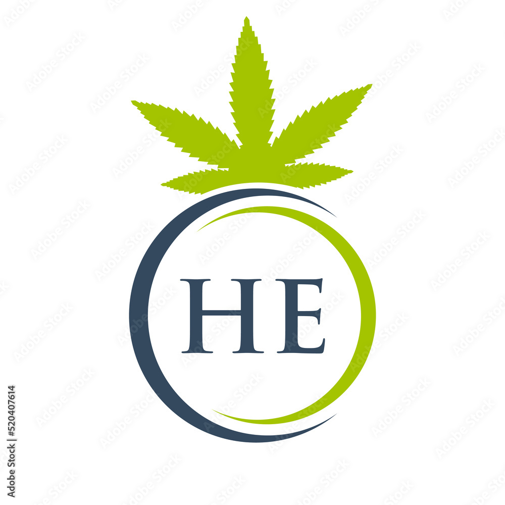 Letter HE Marijuana Logo. Cannabis Logo Sign For Therapy, Medical and Health Care Letter HE Marijuana Logo. Cannabis Logo Sign For Therapy, Medical and Health Care