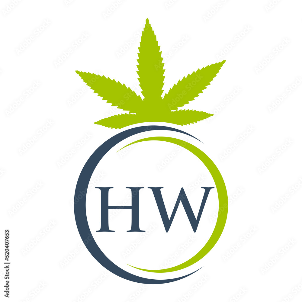 Letter HW Marijuana Logo. Cannabis Logo Sign For Therapy, Medical and Health Care Letter HW Marijuana Logo. Cannabis Logo Sign For Therapy, Medical and Health Care