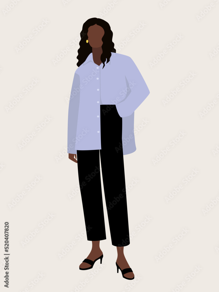 Beautiful girl wearing a blue shirt and black pants. Beautiful girl wearing a blue shirt and black pants.