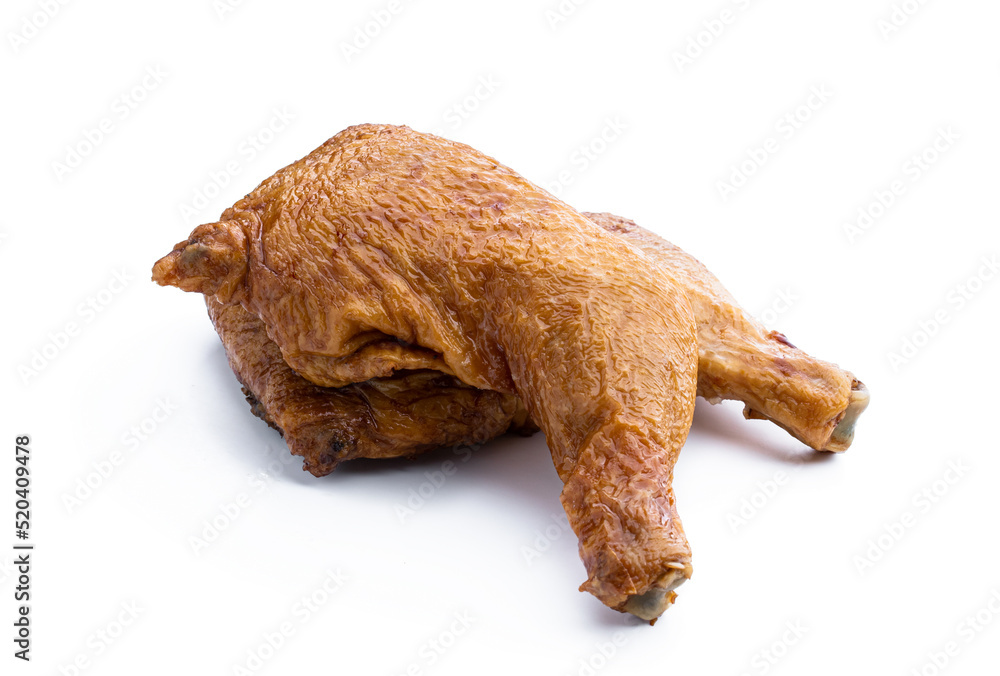 Smoked chicken leg isolated on a white Smoked chicken leg isolated on a white