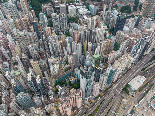 Hong Kong Top down view of Hong Kong city