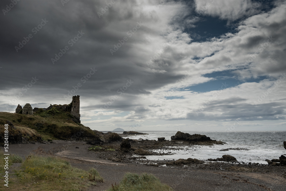 The remains of Dunure castle looking out onto the Firth of Clyde in Aryshire on the west coast of scotland