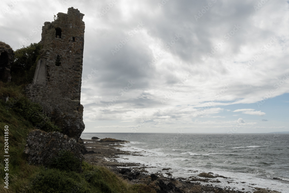 The remains of Dunure castle looking out onto the Firth of Clyde in Aryshire on the west coast of scotland
