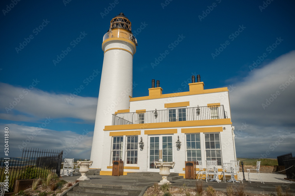 The turnberry lighthouse overlooking the west coast of scotland from the Ayrshire coast. This are of stunning natural beauty is home to a nearby golf course